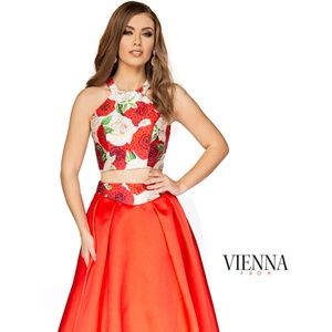 Authentic NEW Vienna 7800 Red Prom Gown